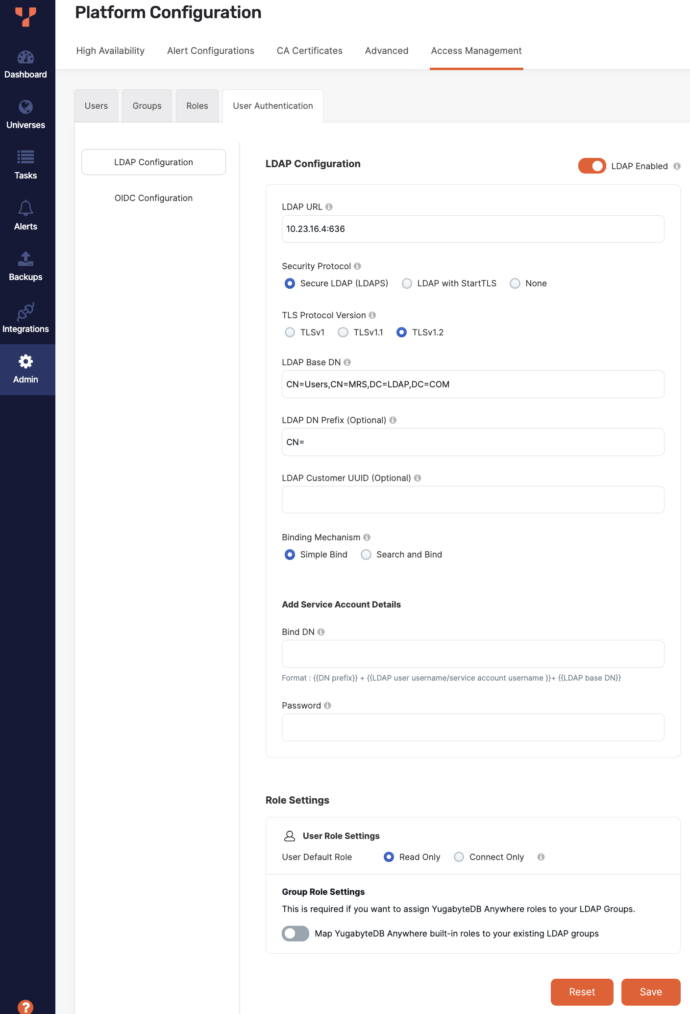 LDAP authentication